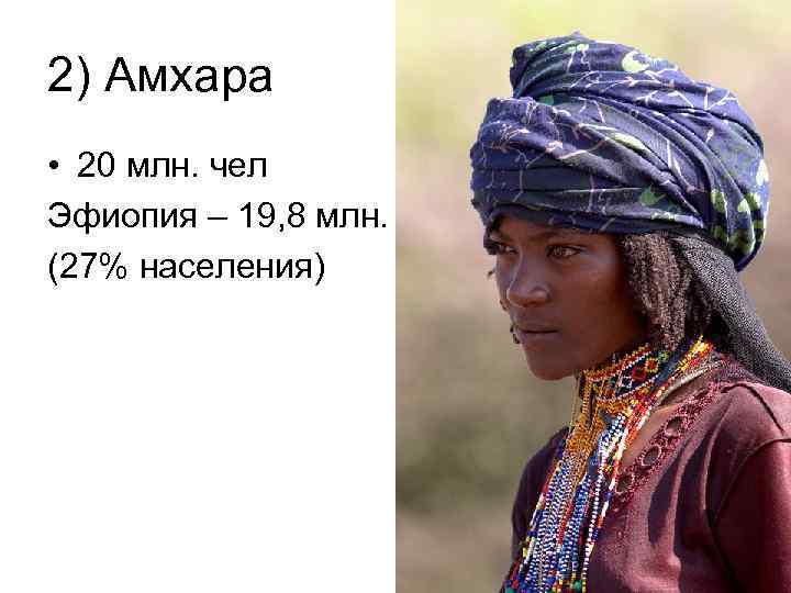 2) Амхара • 20 млн. чел Эфиопия – 19, 8 млн. (27% населения) 