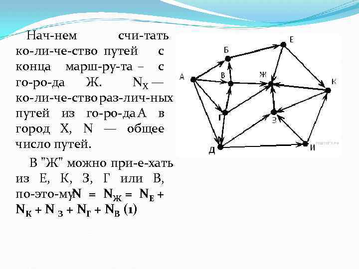 Нач нем счи тать ко ли че ство путей с конца марш ру та