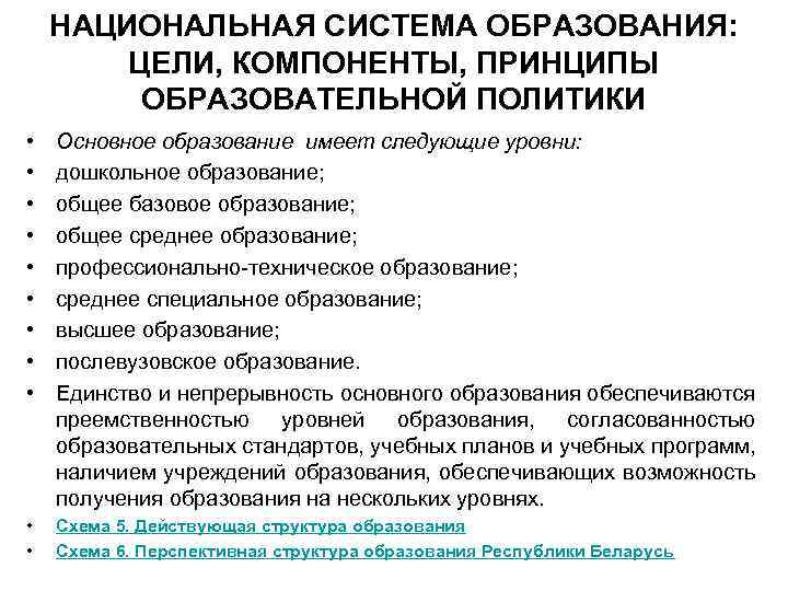 НАЦИОНАЛЬНАЯ СИСТЕМА ОБРАЗОВАНИЯ: ЦЕЛИ, КОМПОНЕНТЫ, ПРИНЦИПЫ ОБРАЗОВАТЕЛЬНОЙ ПОЛИТИКИ • • • Основное образование имеет