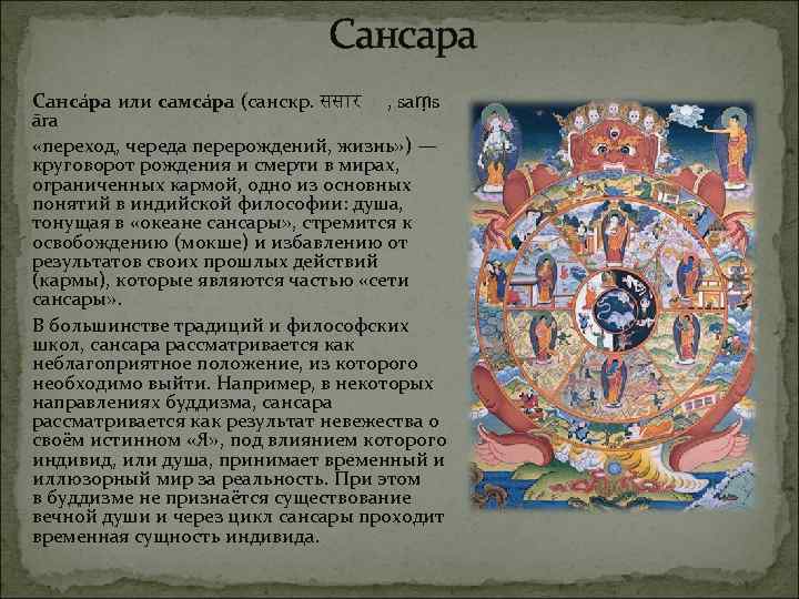 Сансара Санса ра или самса ра (санскр. सस र , saṃs āra «переход, череда