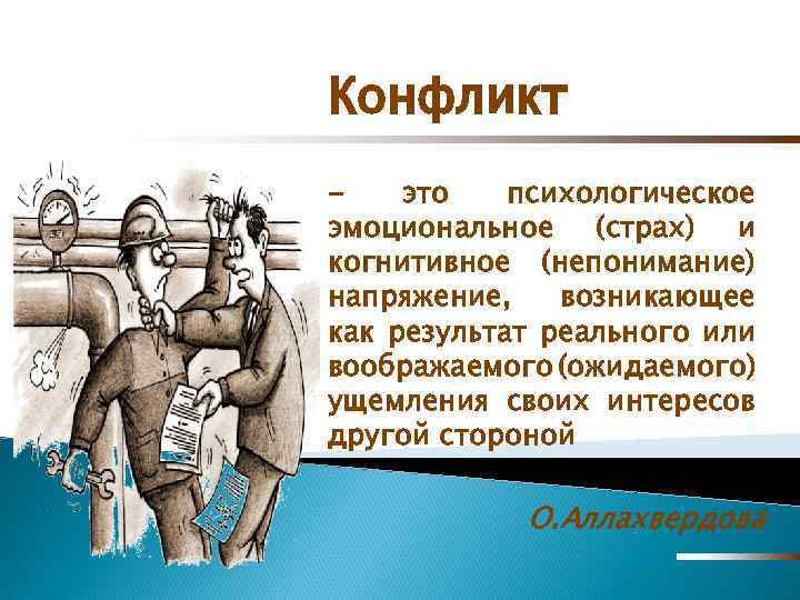 Субъективная картина складывающаяся в психике каждого участника конфликта является