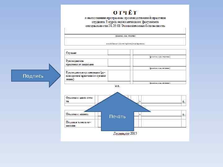Подпись Печать 