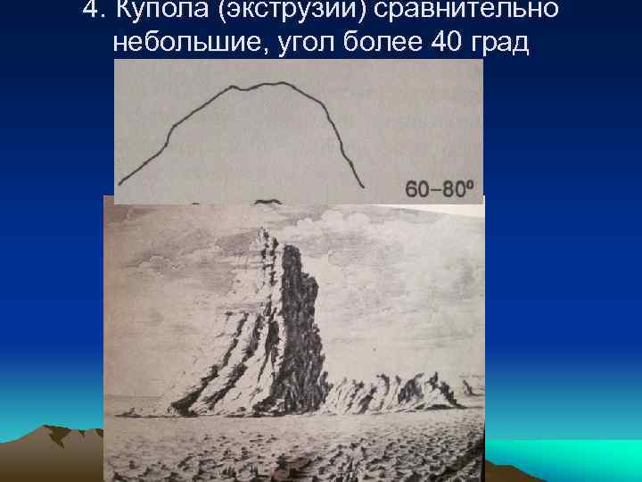 4. Купола (экструзии) сравнительно небольшие, угол более 40 град 