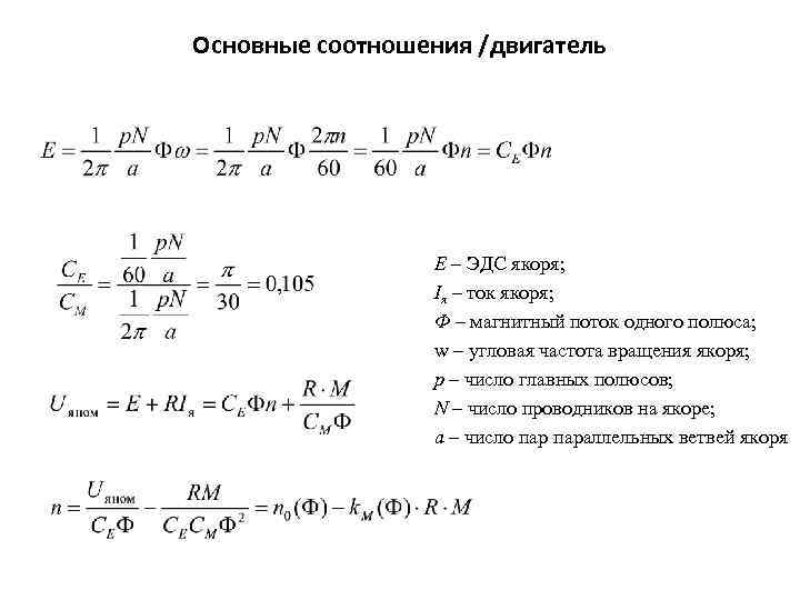 Скорость вращения якоря