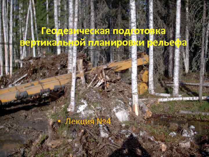 Геодезическая подготовка вертикальной планировки рельефа • Лекция № 4 1/31/2018 1 