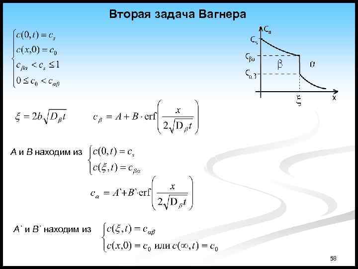 Вторая задача Вагнера А и В находим из А` и В` находим из 58