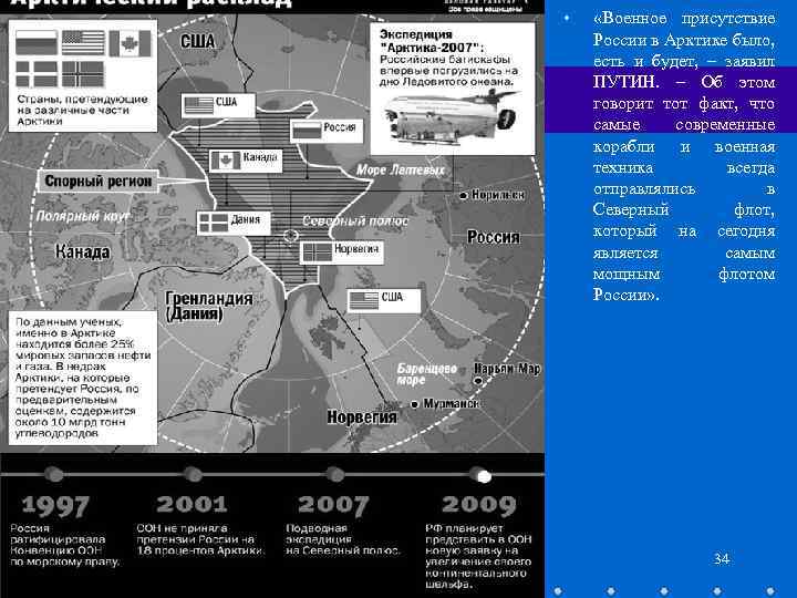  • «Военное присутствие России в Арктике было, есть и будет, – заявил ПУТИН.