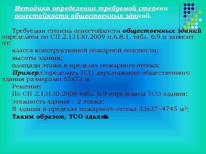 Методика определения требуемой степени огнестойкости общественных зданий. Требуемая степень огнестойкости общественных зданий определяем по