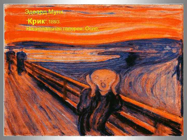 Эдвард Мунк. “Крик”, 1893. Национальная галерея. Осло. 
