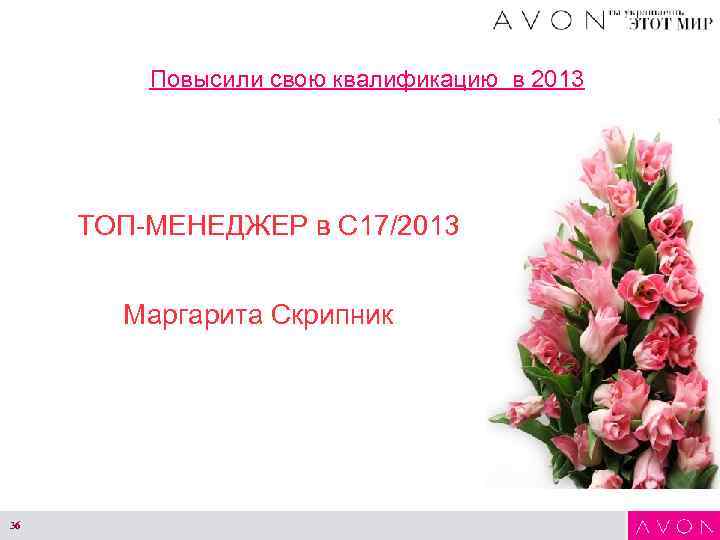 Повысили свою квалификацию в 2013 ТОП-МЕНЕДЖЕР в С 17/2013 Маргарита Скрипник 36 Ирина 