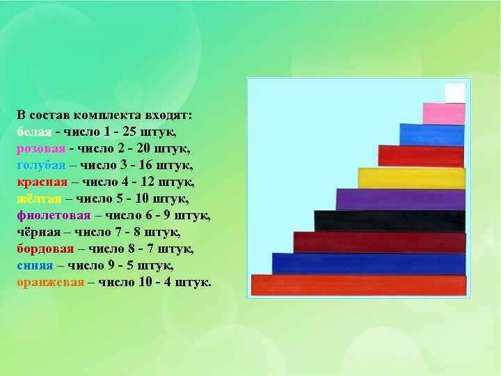 В состав комплекта входят: белая - число 1 - 25 штук, розовая - число