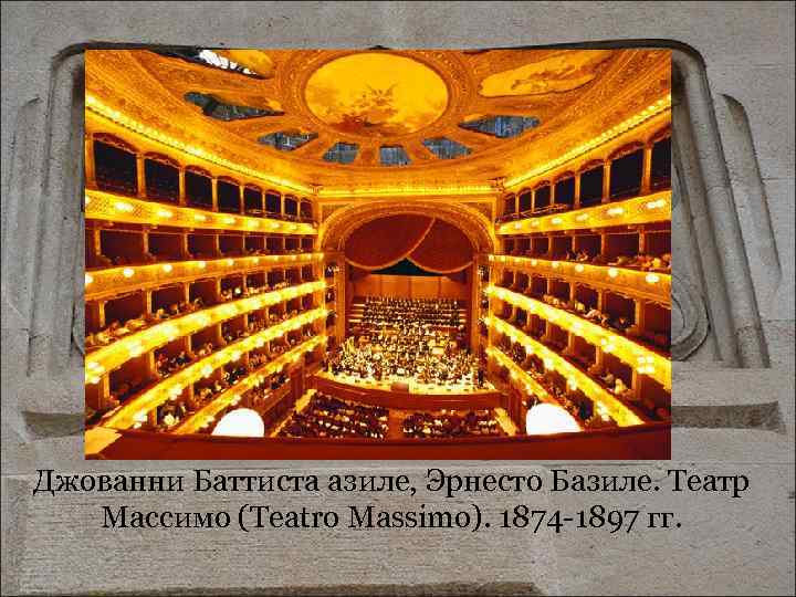 Джованни Баттиста азиле, Эрнесто Базиле. Театр Массимо (Teatro Massimo). 1874 -1897 гг. 