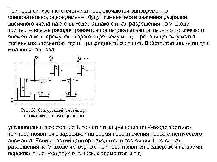 Триггеры синхронного счетчика переключаются одновременно, следовательно, одновременно будут изменяться и значения разрядов двоичного числа