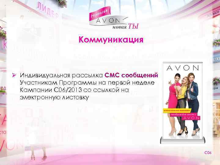 Коммуникация Ø Индивидуальная рассылка СМС сообщений Участникам Программы на первой неделе Кампании С 06/2013