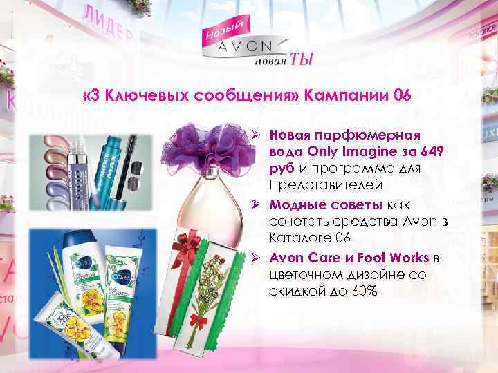  « 3 Ключевых сообщения» Кампании 06 Ø Новая парфюмерная вода Only Imagine за