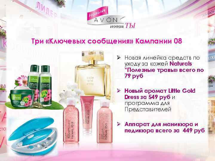 Три «Ключевых сообщения» Кампании 08 Ø Новая линейка средств по уходу за кожей Naturals