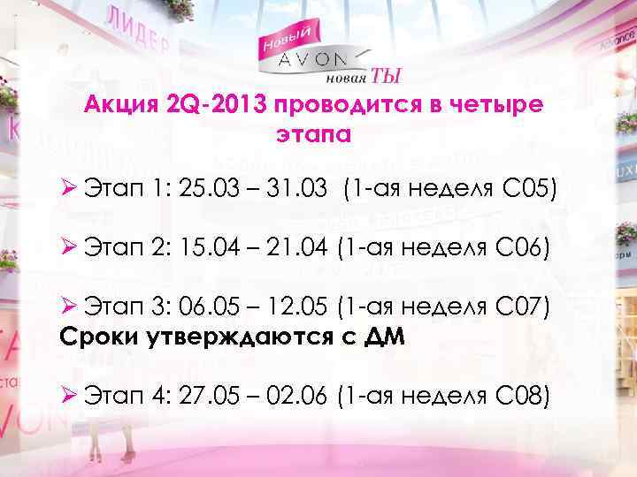 Акция 2 Q-2013 проводится в четыре этапа Ø Этап 1: 25. 03 – 31.