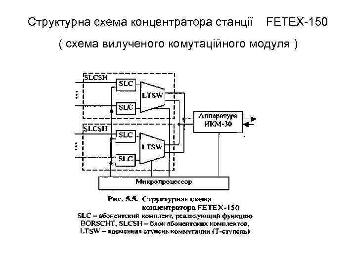 Структурна схема концентратора станції FETEX-150 ( схема вилученого комутаційного модуля ) 