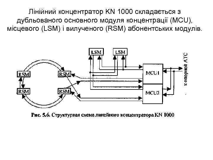 Лінійний концентратор KN 1000 складається з дубльованого основного модуля концентрації (MCU), місцевого (LSM) і