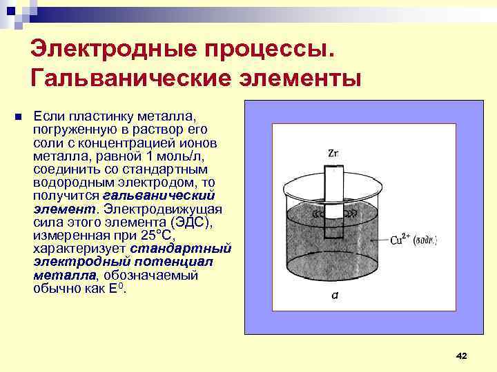 Гальванический элемент состоит из