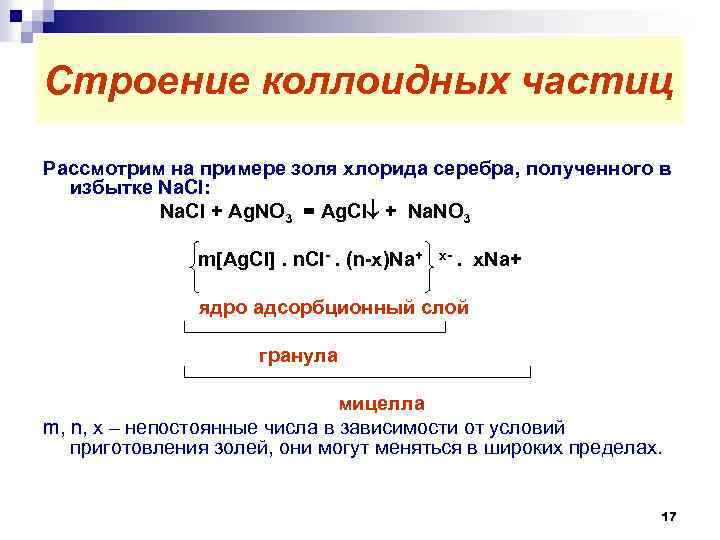 Схема строения коллоидной частицы