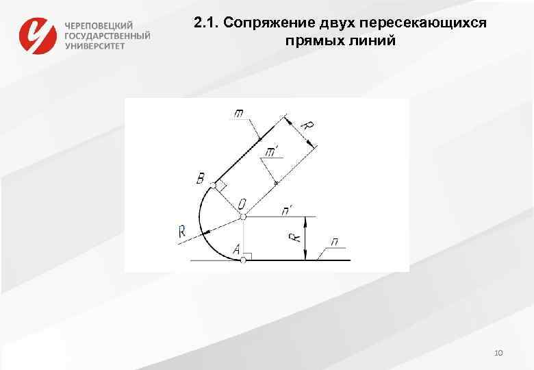 2. 1. Сопряжение двух пересекающихся прямых линий 10 