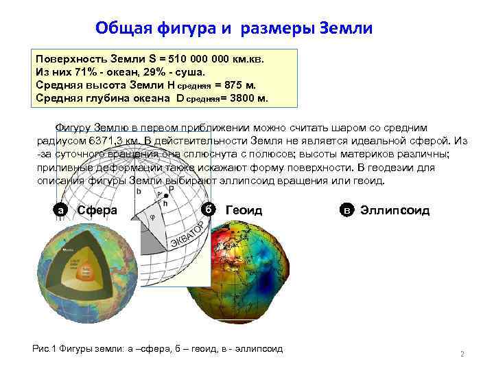 Средний размер земли