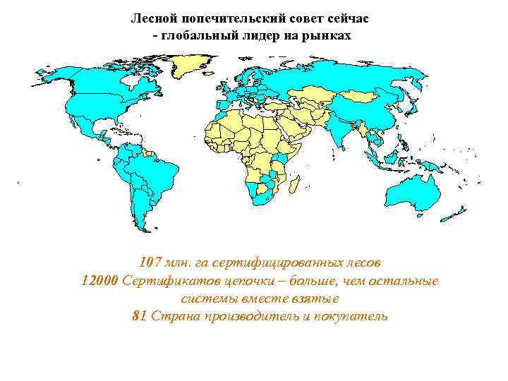 Лесной попечительский совет сейчас - глобальный лидер на рынках 107 млн. га сертифицированных лесов