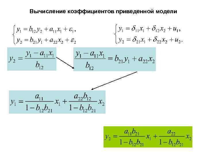 Вычисление коэффициентов приведенной модели 