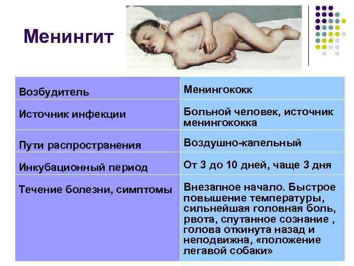 Менингит Возбудитель Менингококк Источник инфекции Больной человек, источник менингококка Пути распространения Воздушно-капельный Инкубационный период