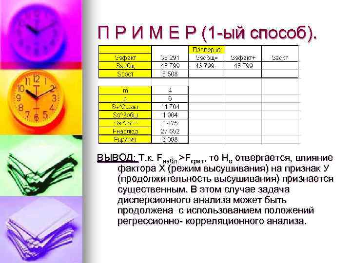 П Р И М Е Р (1 -ый способ). ВЫВОД: Т. к. Fнабл. >Fкрит,