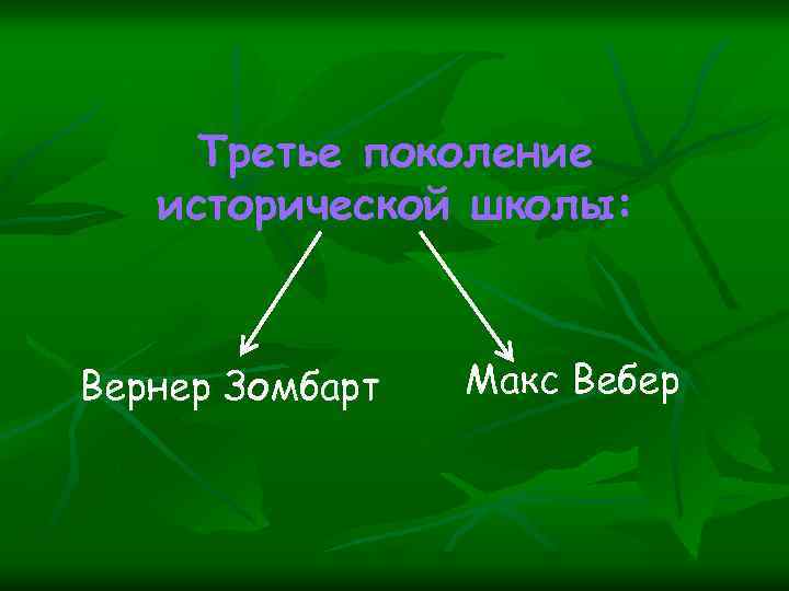 Третье поколение исторической школы: Вернер Зомбарт Макс Вебер 