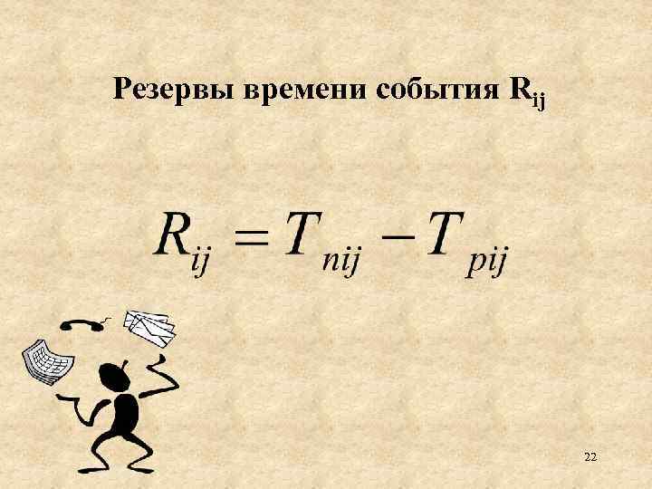 Резервы времени события Rij 22 