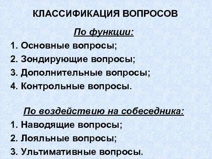 Классификация вопросов