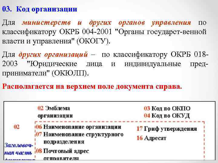 Код организации