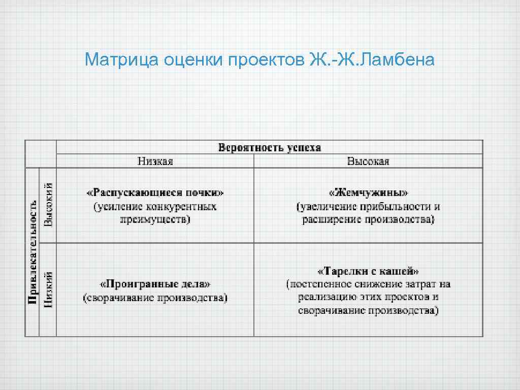 Матрица бизнес проекта