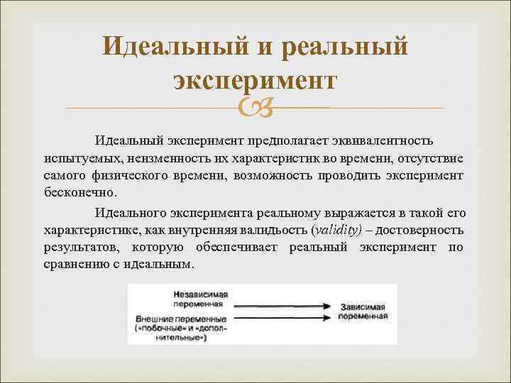 Мысленные образцы экспериментов безупречный идеальный бесконечно долгий полного соответствия