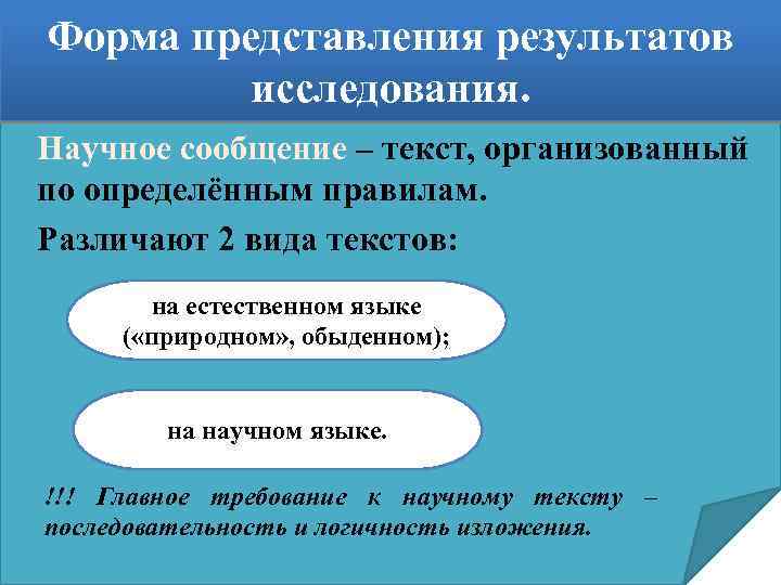 Организованная по определенным правилам. Формы представления результатов исследования. Формы представления научных результатов. Способы представления результатов исследования. Форма представления результата - это.