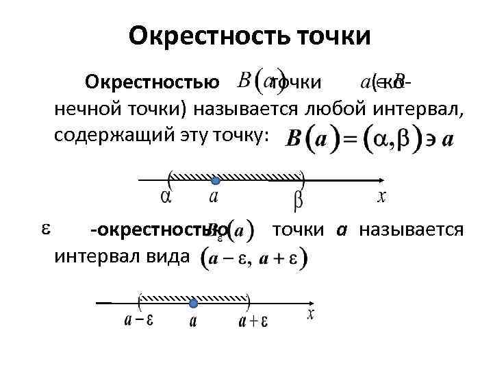 Интервал точки. Числовые промежутки окрестность точки. Дельта окрестность точки. Понятие окрестности точки в мат анализе. Проколотая Дельта окрестность точки.