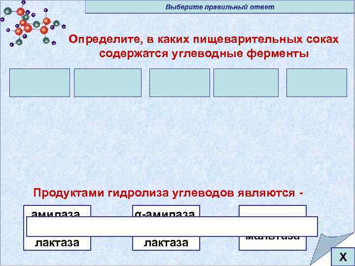 Определите, в каких пищеварительных соках содержатся углеводные ферменты Продуктами гидролиза углеводов являются амилаза мальтаза