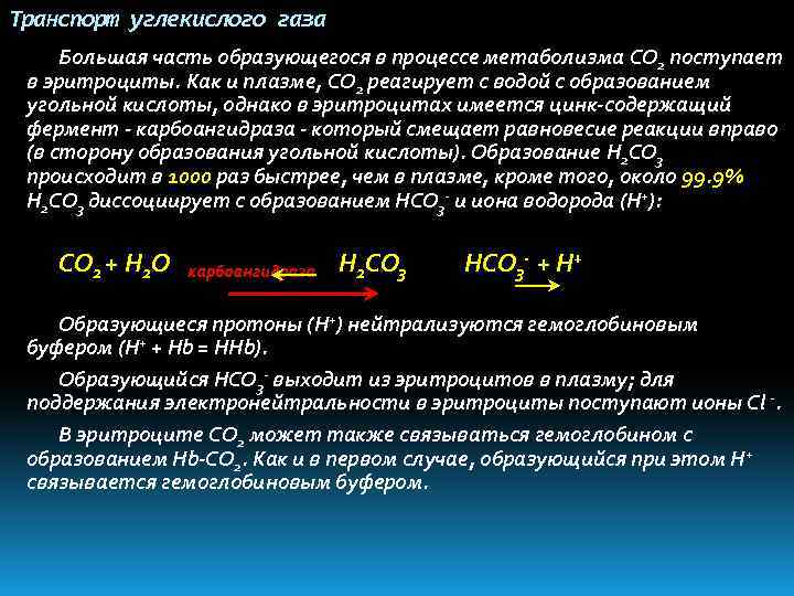 Функция углекислого газа в организме