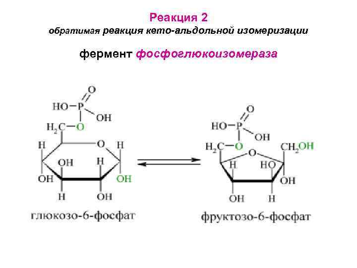 Реакция 2 обратимая реакция кето-альдольной изомеризации фермент фосфоглюкоизомераза 