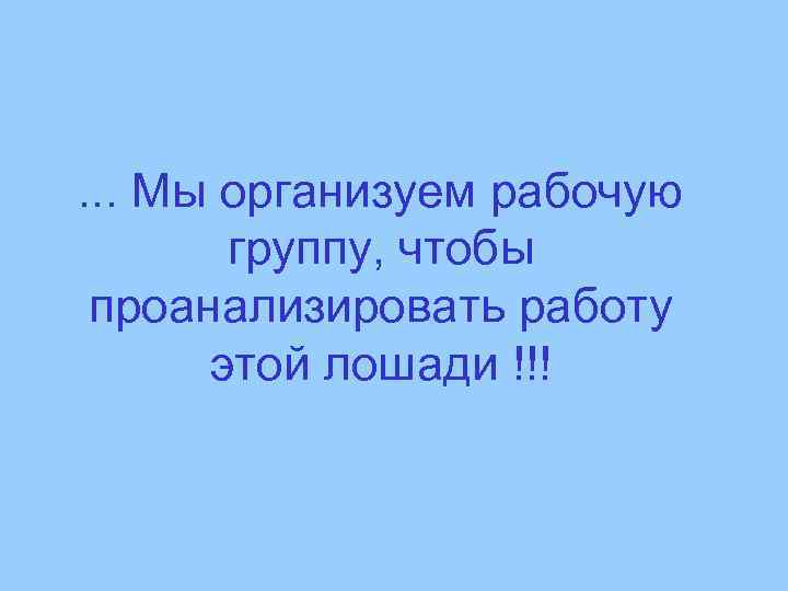. . . Мы организуем рабочую группу, чтобы проанализировать работу этой лошади !!! 