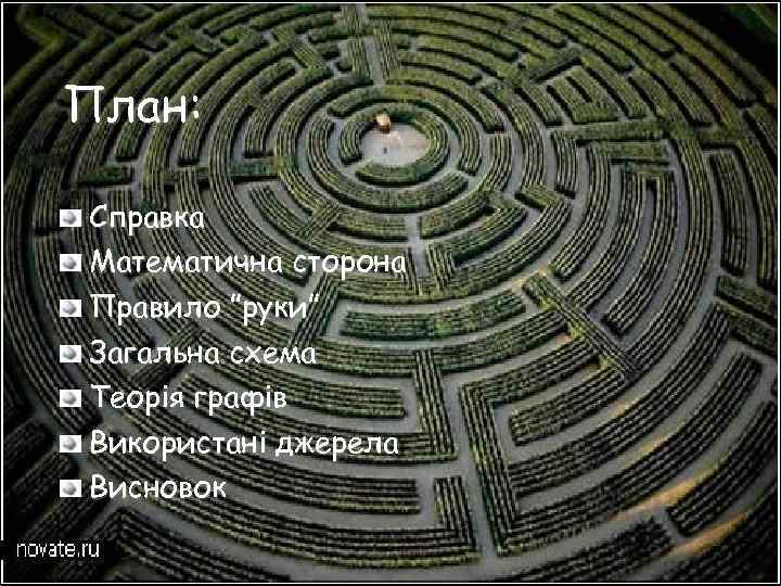 План: Справка Математична сторона Правило ”руки” Загальна схема Теорія графів Використані джерела Висновок 