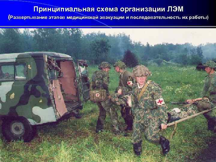 Принципиальная схема организации ЛЭМ (Развертывание этапов медицинской эвакуации и последовательность их работы) 