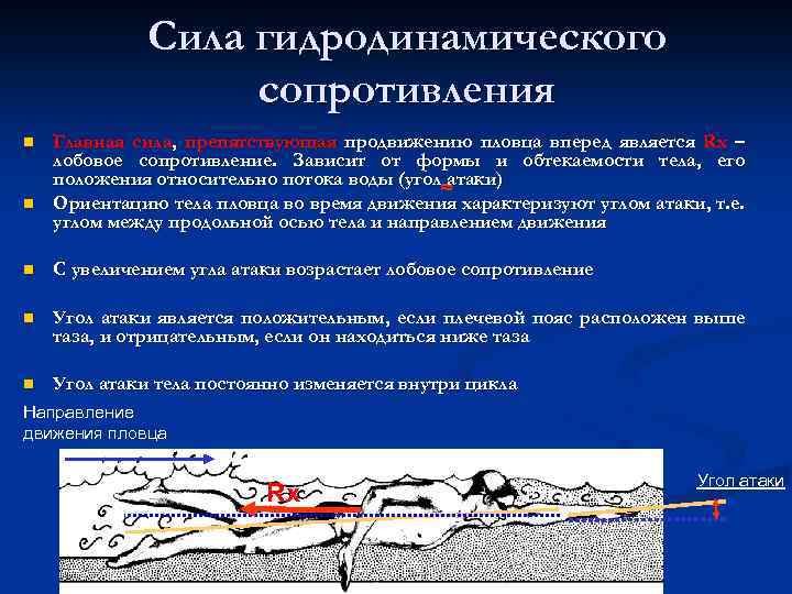 Главная сила. Силы действующие на пловца. Гидродинамическое сопротивление тела. Сила гидродинамического сопротивления. Силы обеспечивающие продвижение пловца.