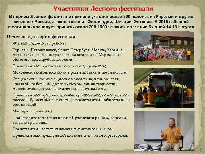 Участники Лесного фестиваля В первом Лесном фестивале приняли участие более 300 человек из Карелии