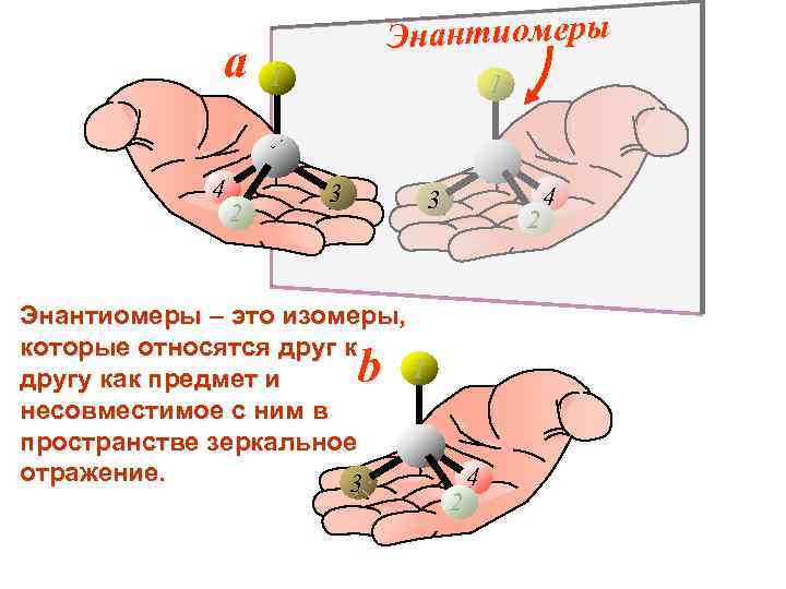  Энантиомеры a 1 4 3 3 4 2 Энантиомеры – это изомеры, которые
