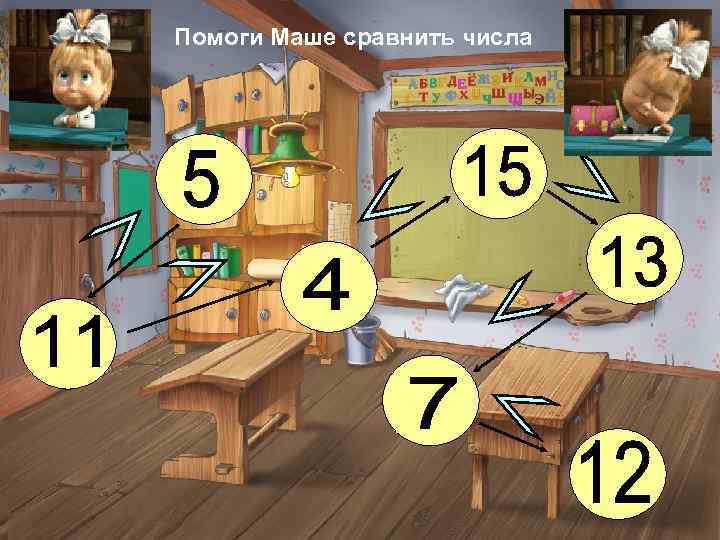 Помоги Маше сравнить числа 