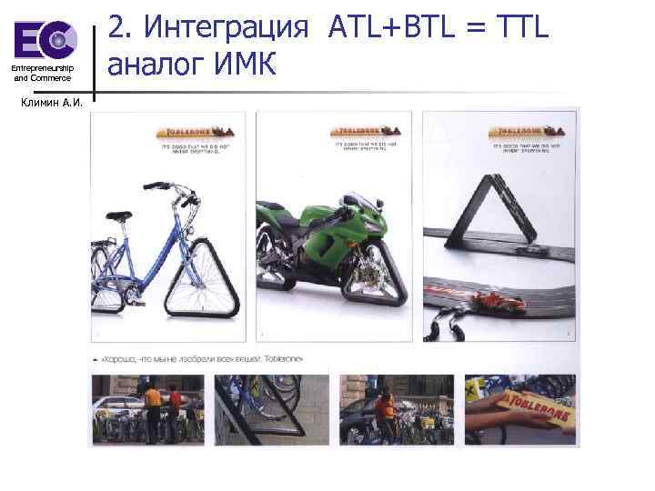 Entrepreneurship and Commerce Климин А. И. 2. Интеграция ATL+BTL = TTL аналог ИМК 
